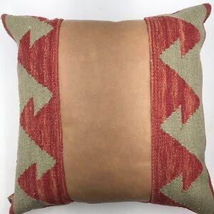 Calico Kilim Rug and Leather Pillow Cushion Cover